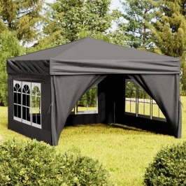 Carpa de fiesta plegable con paredes laterales antracita 3x3 m