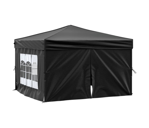 Carpa para fiestas plegable con paredes laterales negro 3x3 m