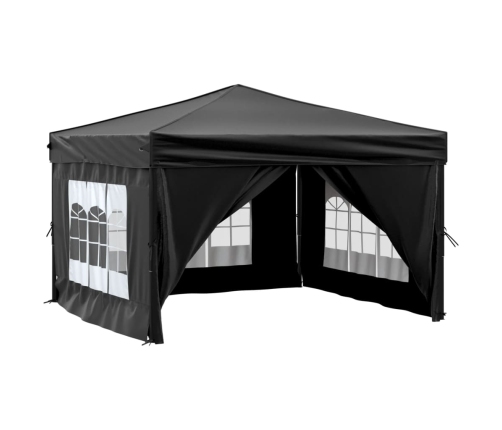 Carpa para fiestas plegable con paredes laterales negro 3x3 m