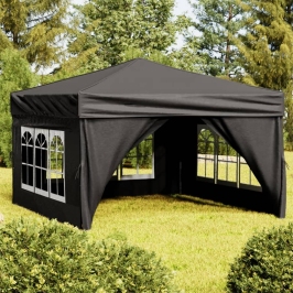 Carpa para fiestas plegable con paredes laterales negro 3x3 m