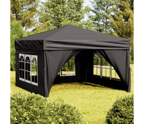 Carpa para fiestas plegable con paredes laterales negro 3x3 m