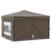 Carpa de fiesta plegable con paredes laterales gris taupe 3x3 m