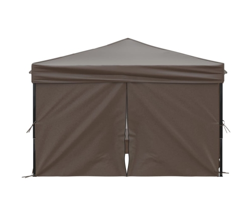 Carpa de fiesta plegable con paredes laterales gris taupe 3x3 m