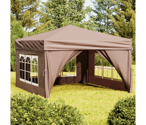 Carpa de fiesta plegable con paredes laterales gris taupe 3x3 m