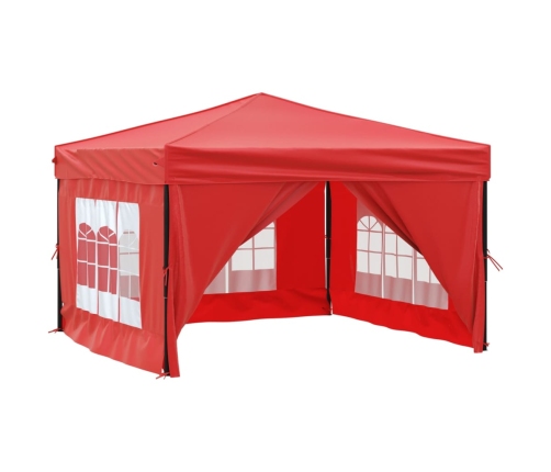 Carpa para fiestas plegable con paredes laterales rojo 3x3 m