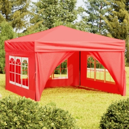 Carpa para fiestas plegable con paredes laterales rojo 3x3 m