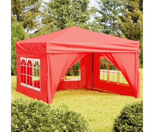 Carpa para fiestas plegable con paredes laterales rojo 3x3 m