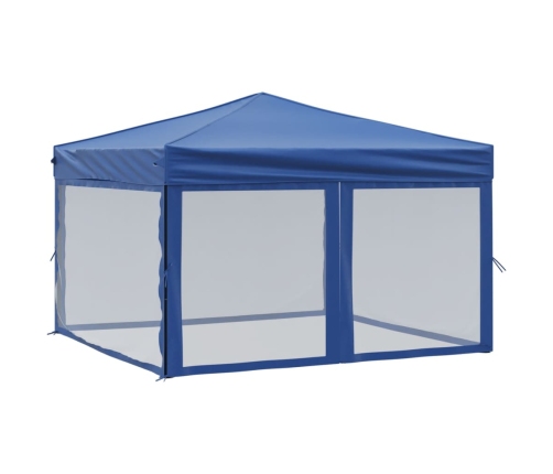Carpa para fiestas plegable con paredes laterales azul 3x3 m