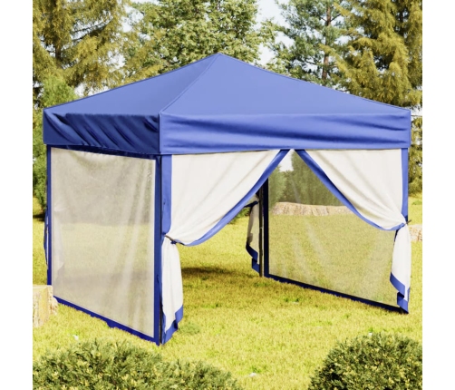 Carpa para fiestas plegable con paredes laterales azul 3x3 m