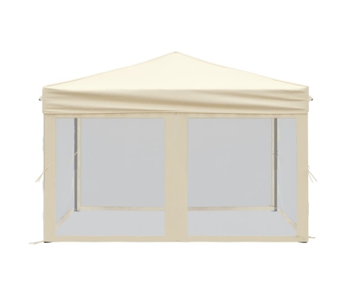 Carpa para fiestas plegable con paredes laterales crema 3x3 m