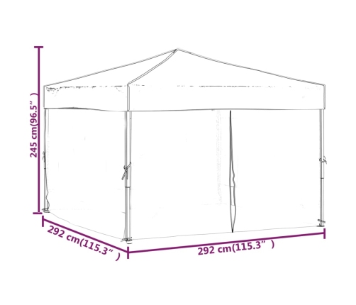 Carpa para fiestas plegable con paredes laterales crema 3x3 m