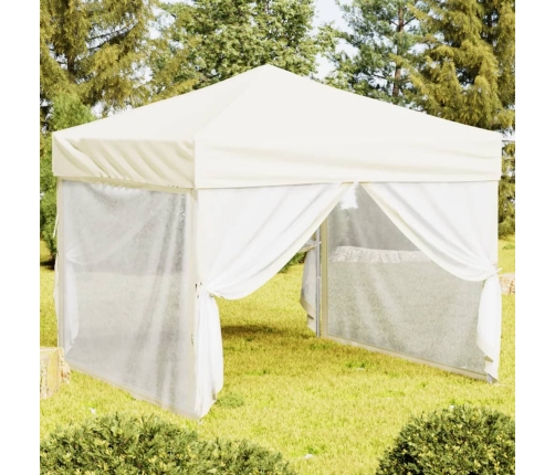 Carpa para fiestas plegable con paredes laterales crema 3x3 m