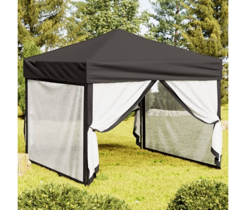 Carpa para fiestas plegable con paredes gris antracita 3x3 m