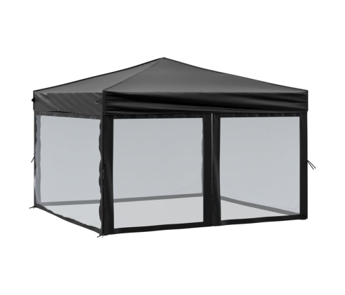 Carpa para fiestas plegable con paredes laterales negra 3x3 m