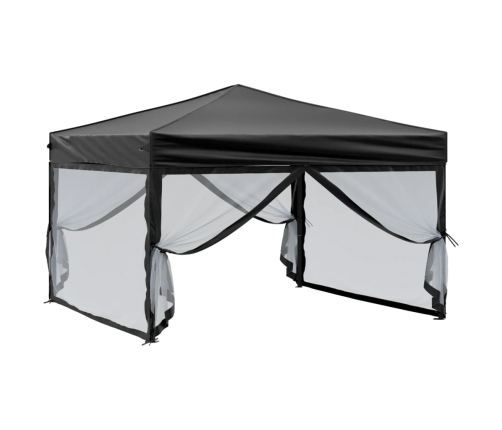 Carpa para fiestas plegable con paredes laterales negra 3x3 m