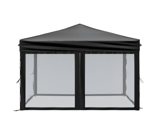 Carpa para fiestas plegable con paredes laterales negra 3x3 m