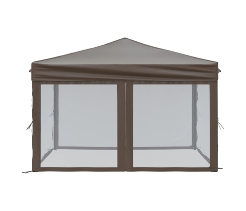 Carpa para fiestas plegable con paredes gris taupé 3x3 m