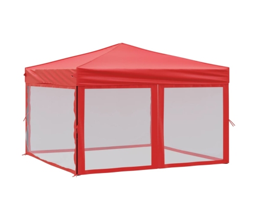 Carpa para fiestas plegable con paredes laterales rojo 3x3 m