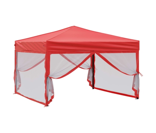 Carpa para fiestas plegable con paredes laterales rojo 3x3 m