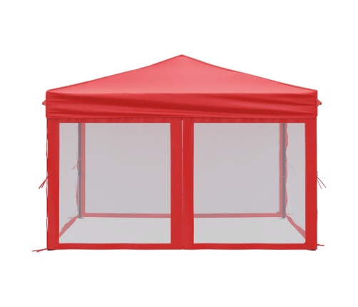 Carpa para fiestas plegable con paredes laterales rojo 3x3 m