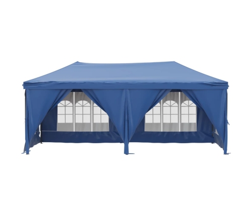 Carpa para fiestas plegable con paredes laterales azul 3x6 m