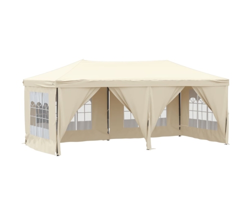 Carpa para fiestas plegable con paredes laterales crema 3x6 m