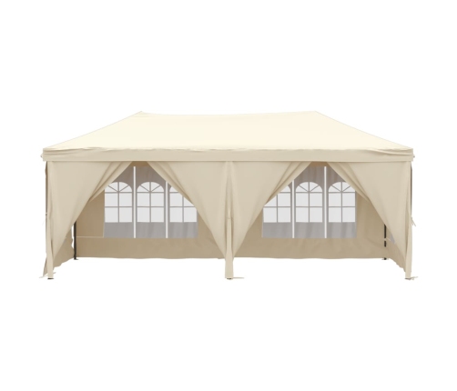 Carpa para fiestas plegable con paredes laterales crema 3x6 m