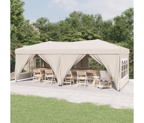 Carpa para fiestas plegable con paredes laterales crema 3x6 m