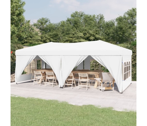 Carpa para fiestas plegable con paredes laterales blanca 3x6 m