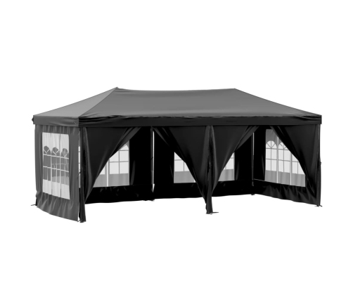 Carpa para fiestas plegable con paredes laterales negra 3x6 m