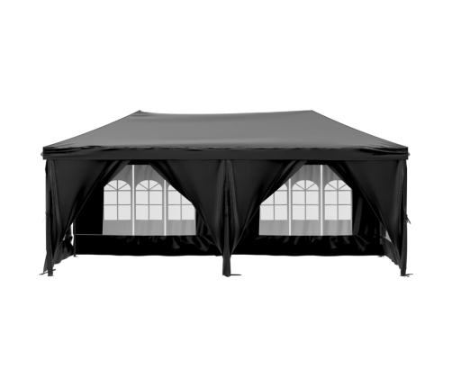 Carpa para fiestas plegable con paredes laterales negra 3x6 m