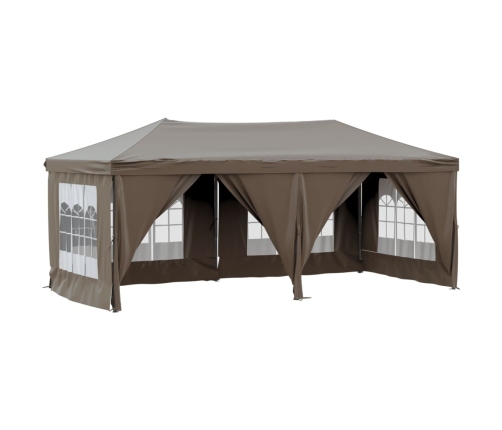 Carpa para fiestas plegable con paredes gris taupé 3x6 m