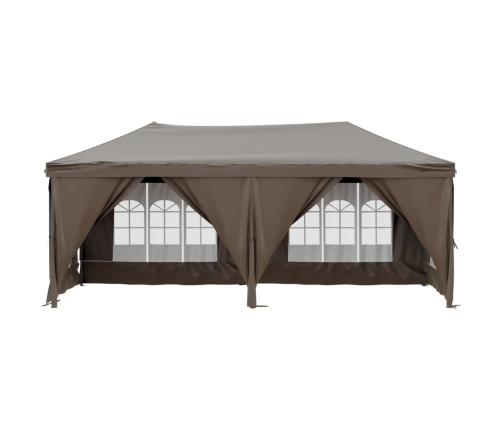 Carpa para fiestas plegable con paredes gris taupé 3x6 m