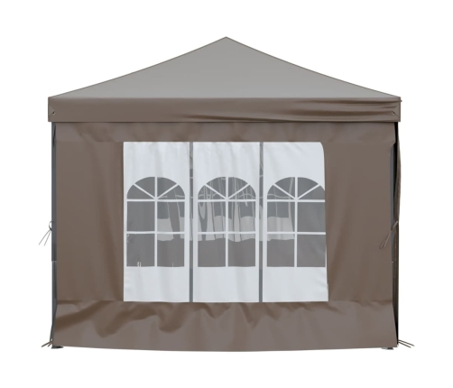 Carpa para fiestas plegable con paredes gris taupé 3x6 m