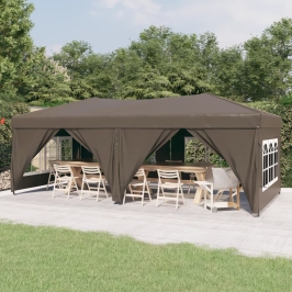 Carpa para fiestas plegable con paredes gris taupé 3x6 m