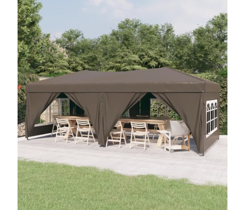 Carpa para fiestas plegable con paredes gris taupé 3x6 m