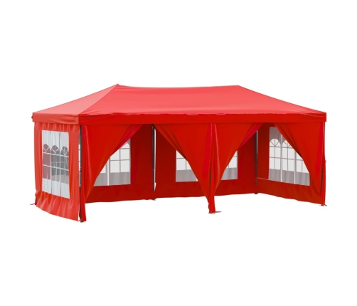 Carpa para fiestas plegable con paredes laterales rojo 3x6 m