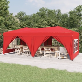 Carpa para fiestas plegable con paredes laterales rojo 3x6 m