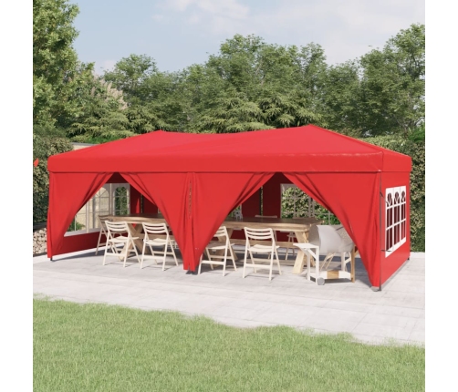 Carpa para fiestas plegable con paredes laterales rojo 3x6 m