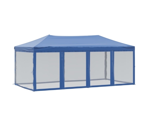 Carpa para fiestas plegable con paredes laterales azul 3x6 m