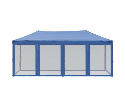 Carpa para fiestas plegable con paredes laterales azul 3x6 m