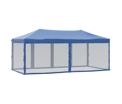 Carpa para fiestas plegable con paredes laterales azul 3x6 m