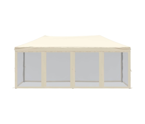 Carpa para fiestas plegable con paredes laterales crema 3x6 m