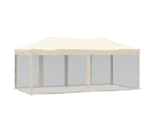 Carpa para fiestas plegable con paredes laterales crema 3x6 m