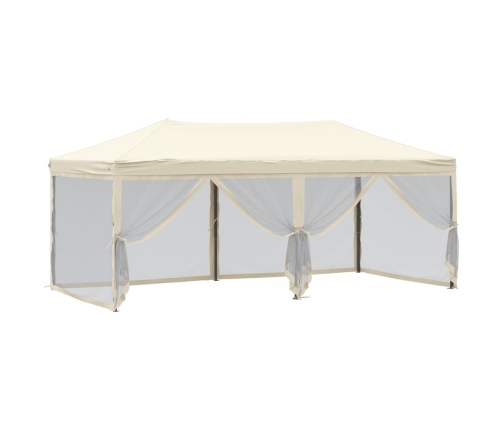 Carpa para fiestas plegable con paredes laterales crema 3x6 m