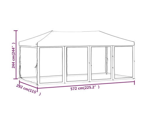 Carpa para fiestas plegable con paredes laterales crema 3x6 m