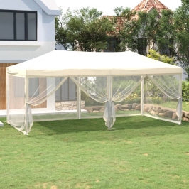 Carpa para fiestas plegable con paredes laterales crema 3x6 m