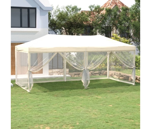 Carpa para fiestas plegable con paredes laterales crema 3x6 m