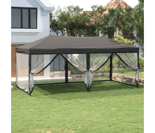 Carpa para fiestas plegable con paredes gris antracita 3x6 m