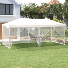 Carpa para fiestas plegable con paredes laterales blanca 3x6 m